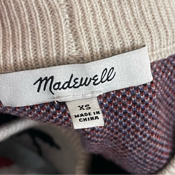 MADEWELL Cherry Jacquard Pullover Sweater in Heather Cement Size XS - SUPER CUTE - Picture 5 of 6